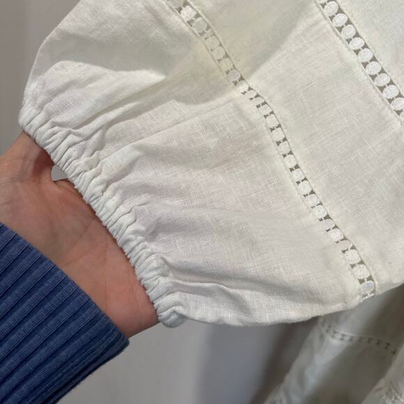 Anthropologie Maeve White Linen Blend Tiered Mini Dress Boho Resort Coastal XL - Picture 5 of 10